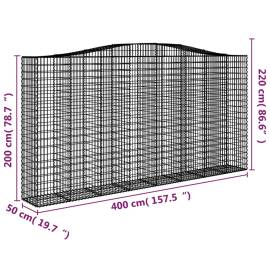 Coșuri gabion arcuite, 5 buc 400x50x200/220 cm, fier galvanizat, 6 image