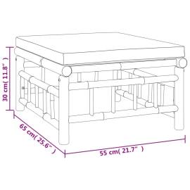 Set mobilier de grădină, cu perne alb crem, 11 piese, bambus, 10 image