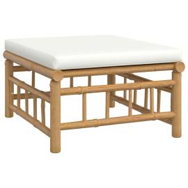 Set mobilier de grădină, cu perne alb crem, 11 piese, bambus, 6 image