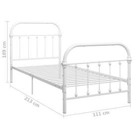 Cadru de pat, alb, 100 x 200 cm, metal, 6 image