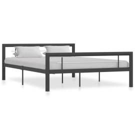Cadru de pat, gri și alb, 160 x 200 cm, metal