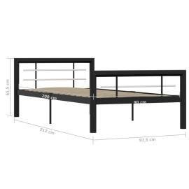 Cadru de pat, negru și alb, 100 x 200 cm, metal, 6 image
