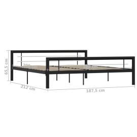 Cadru de pat, negru și alb, 180 x 200 cm, metal, 6 image