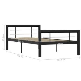 Cadru de pat, negru și alb, 90 x 200 cm, metal, 6 image