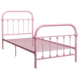Cadru de pat, roz, 100 x 200 cm, metal, 2 image