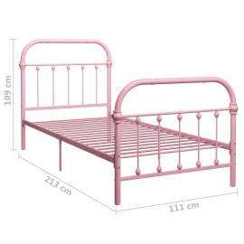 Cadru de pat, roz, 100 x 200 cm, metal, 6 image