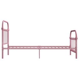 Cadru de pat, roz, 90 x 200 cm, metal, 3 image