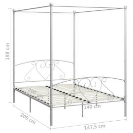Cadru de pat cu baldachin, alb, 140 x 200 cm, metal, 5 image