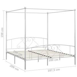 Cadru de pat cu baldachin, alb, 180 x 200 cm, metal, 5 image
