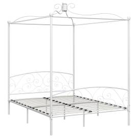 Cadru de pat cu baldachin, alb, 180 x 200 cm, metal, 2 image