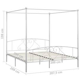 Cadru de pat cu baldachin, alb, 200 x 200 cm, metal, 5 image