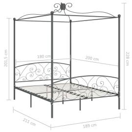 Cadru de pat cu baldachin, gri, 180 x 200 cm, metal, 6 image