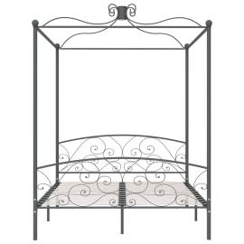 Cadru de pat cu baldachin, gri, 180 x 200 cm, metal, 3 image