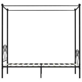 Cadru de pat cu baldachin, negru, 100 x 200 cm, metal, 4 image
