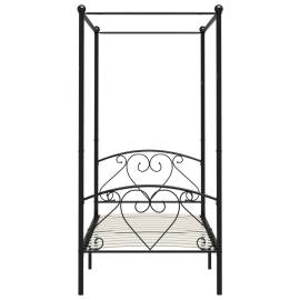 Cadru de pat cu baldachin, negru, 100 x 200 cm, metal, 3 image