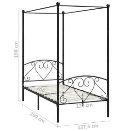 Cadru de pat cu baldachin, negru, 120 x 200 cm, metal, 5 image