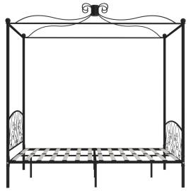 Cadru de pat cu baldachin, negru, 180 x 200 cm, metal, 4 image