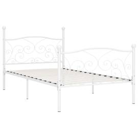 Cadru de pat cu bază din șipci, alb, 100 x 200 cm, metal, 2 image