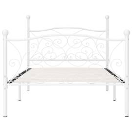 Cadru de pat cu bază din șipci, alb, 100 x 200 cm, metal, 3 image