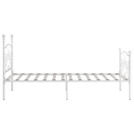 Cadru de pat cu bază din șipci, alb, 100 x 200 cm, metal, 4 image