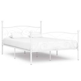Cadru de pat cu bază din șipci, alb, 160 x 200 cm, metal