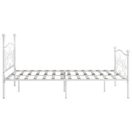 Cadru de pat cu bază din șipci, alb, 200 x 200 cm, metal, 4 image