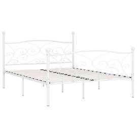 Cadru de pat cu bază din șipci, alb, 200 x 200 cm, metal, 2 image