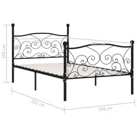 Cadru de pat cu bază din șipci, negru, 100 x 200 cm, metal, 4 image