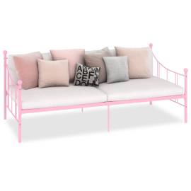 Cadru pat de zi, roz, 90 x 200 cm, metal, 2 image