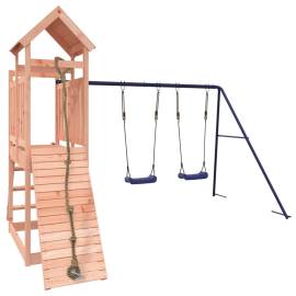 Căsuță de joacă cu leagăne perete cățărat, lemn masiv douglas, 3 image