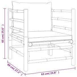 Set mobilier de grădină cu perne gri taupe, 7 piese, bambus, 10 image