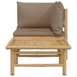 Set mobilier de grădină cu perne gri taupe, 2 piese, bambus, 4 image