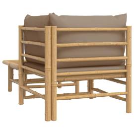 Set mobilier de grădină cu perne gri taupe, 2 piese, bambus, 5 image