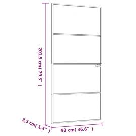 Ușă de interior negru 93x201,5 cm sticlă securiz./aluminiu slim, 8 image