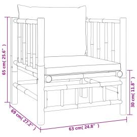 Set mobilier de grădină cu perne gri închis, 5 piese, bambus, 8 image