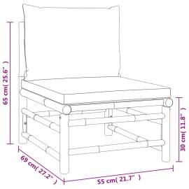 Set mobilier de grădină cu perne verzi, 10 piese, bambus, 9 image