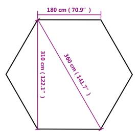 Foișor pliabil hexagonal pop-up gri taupe 3,6x3,1 m 220g/m², 9 image