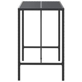 Masă de bar cu blat din sticlă, negru, 110x70x110 cm, poliratan, 4 image