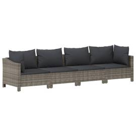 Set mobilier de grădină cu perne, 9 piese, gri, poliratan, 6 image