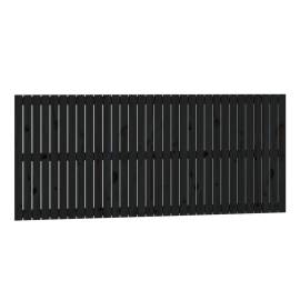 Tăblie de pat pentru perete, negru, 204x3x90 cm, lemn masiv pin, 2 image