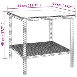 Masă laterală, maro, 45x45x45 cm poliratan/sticlă securizată, 6 image