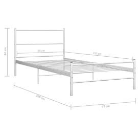 Cadru de pat, alb, 90 x 200 cm, metal, 7 image