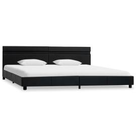 Cadru de pat cu led, negru, 180 x 200 cm, piele ecologică, 2 image