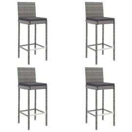 Set mobilier bar de grădină, cu perne, 5 piese, gri, poliratan, 4 image