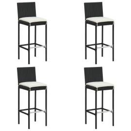 Set mobilier bar de grădină cu perne, 5 piese, negru, poliratan, 4 image