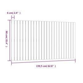 Tăblie de pat pentru perete, gri, 159,5x3x90 cm, lemn masiv pin, 8 image