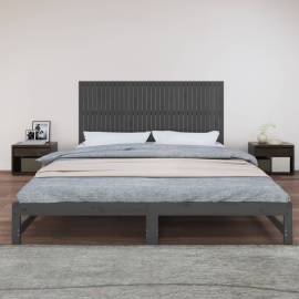 Tăblie de pat pentru perete, gri, 204x3x90 cm, lemn masiv pin, 3 image