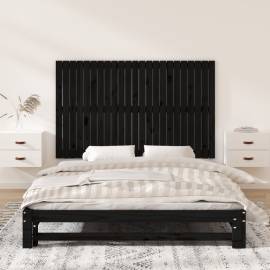 Tăblie de pat pentru perete, negru, 147x3x90 cm, lemn masiv pin, 3 image