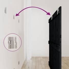 Tăblie de pat pentru perete, negru, 147x3x90 cm, lemn masiv pin, 6 image