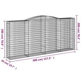 Coșuri gabion arcuite 2 buc, 400x50x180/200 cm, fier galvanizat, 6 image
